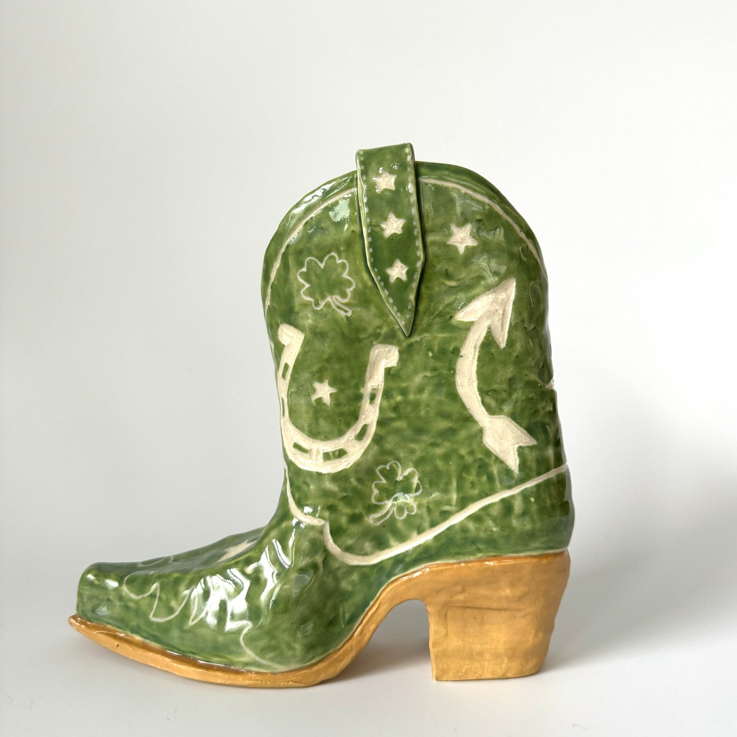 Lady Luck Cowboy Boot Vase