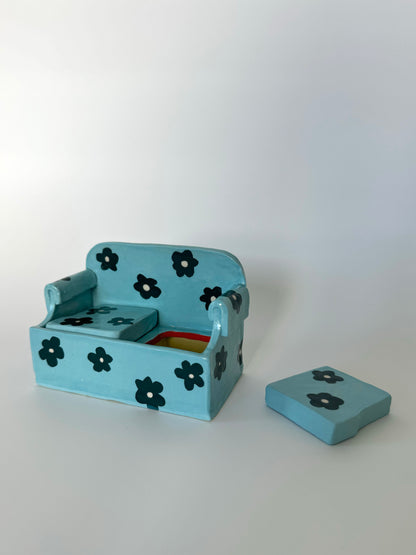 Blue Flower Power Mini Sofa