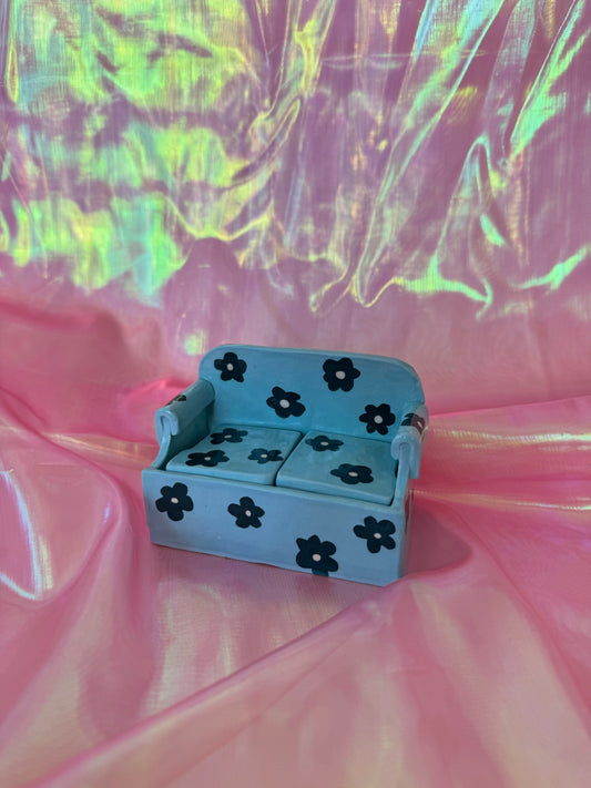 Blue Flower Power Mini Sofa