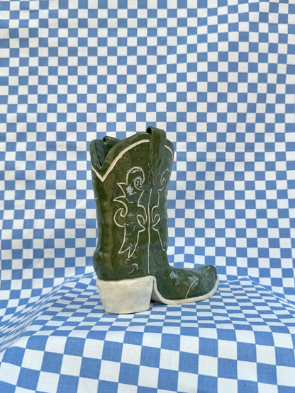 Forest Cowboy Boot Vase (*Flawed but Cute*)