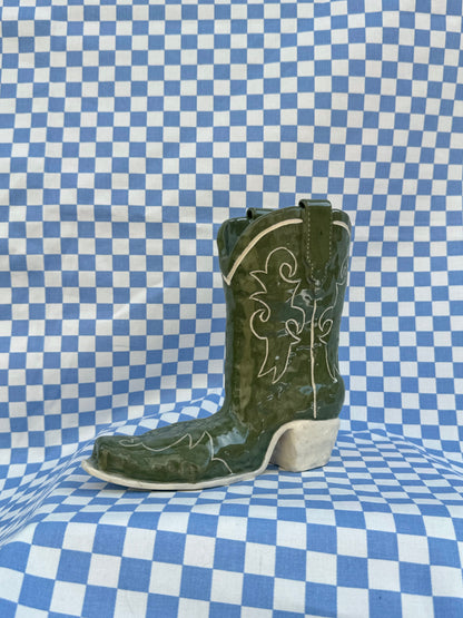 Forest Cowboy Boot Vase (*Flawed but Cute*)