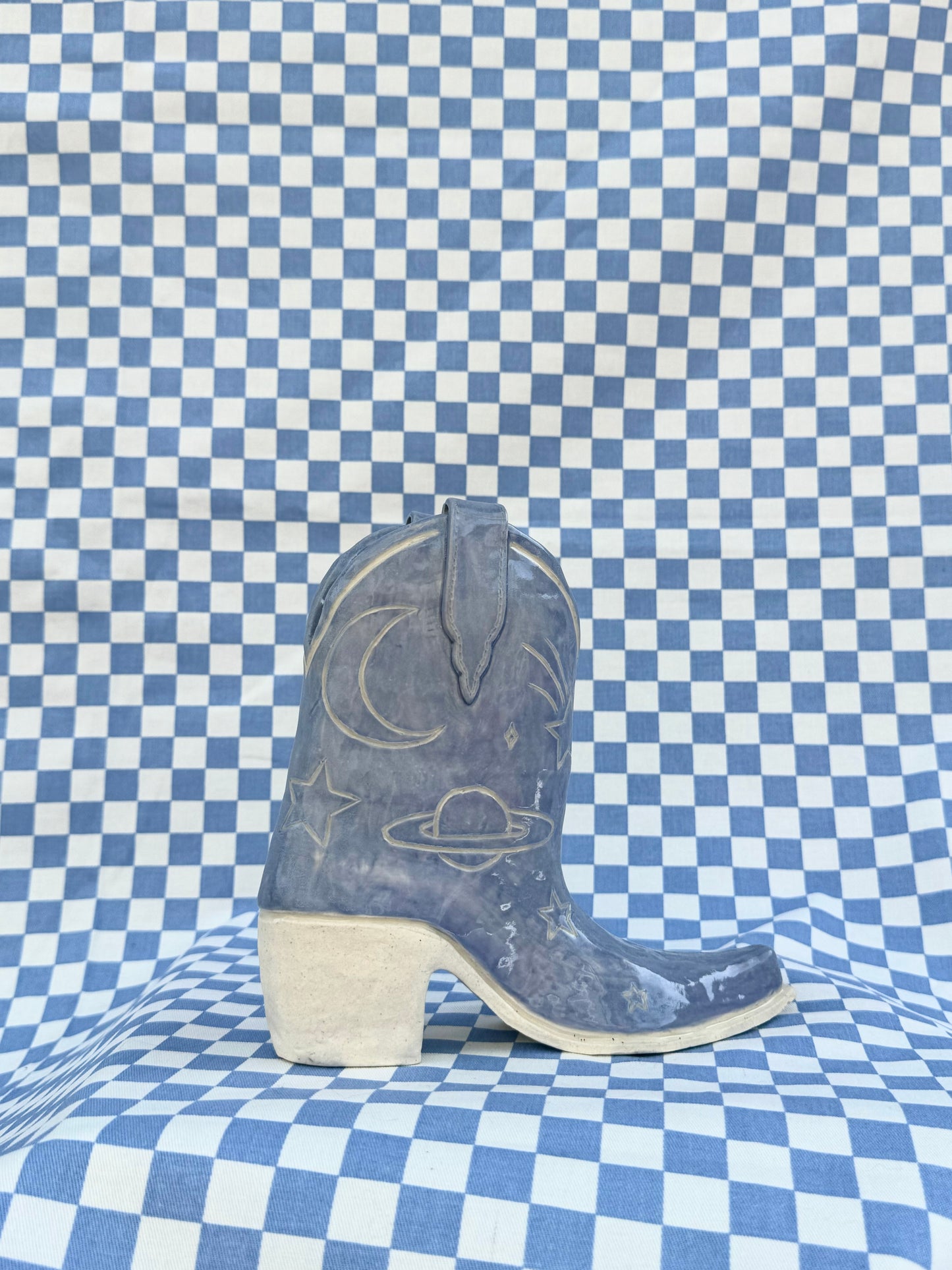 Lilac Sky Cowboy Boot Vase