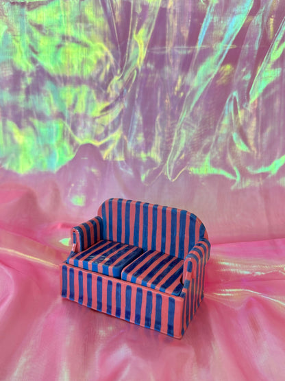 Pink & Blue Striped Mini Sofa