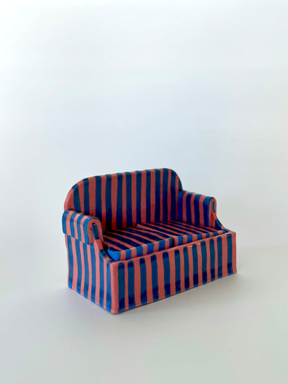 Pink & Blue Striped Mini Sofa