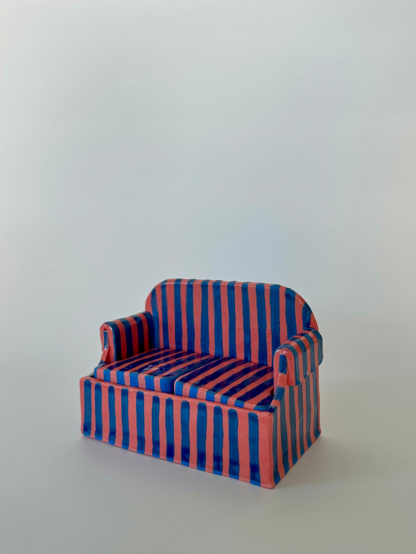 Pink & Blue Striped Mini Sofa