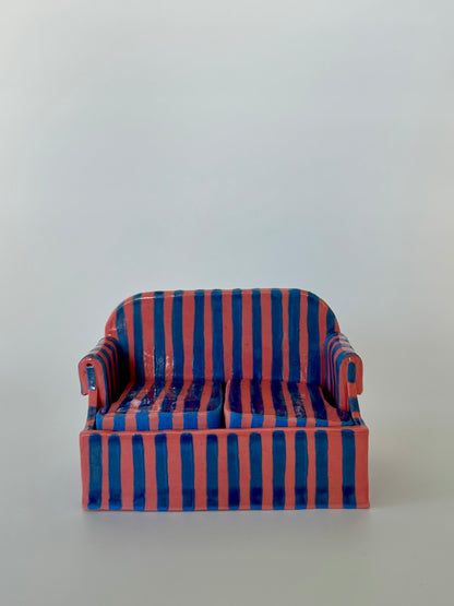 Pink & Blue Striped Mini Sofa