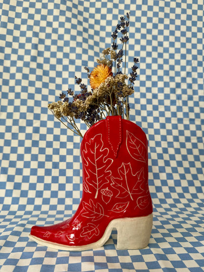 Red Leaves Cowboy Boot