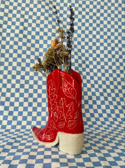 Red Leaves Cowboy Boot