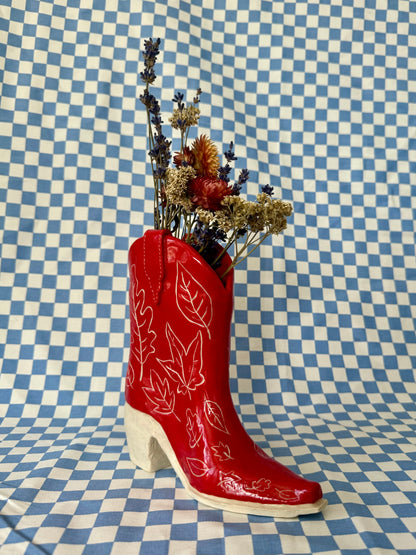 Red Leaves Cowboy Boot