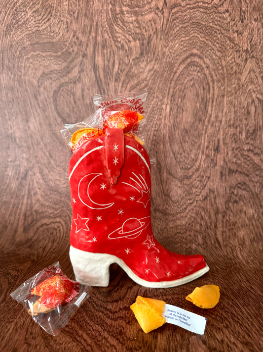 Outer Space Cowboy Boot Vase