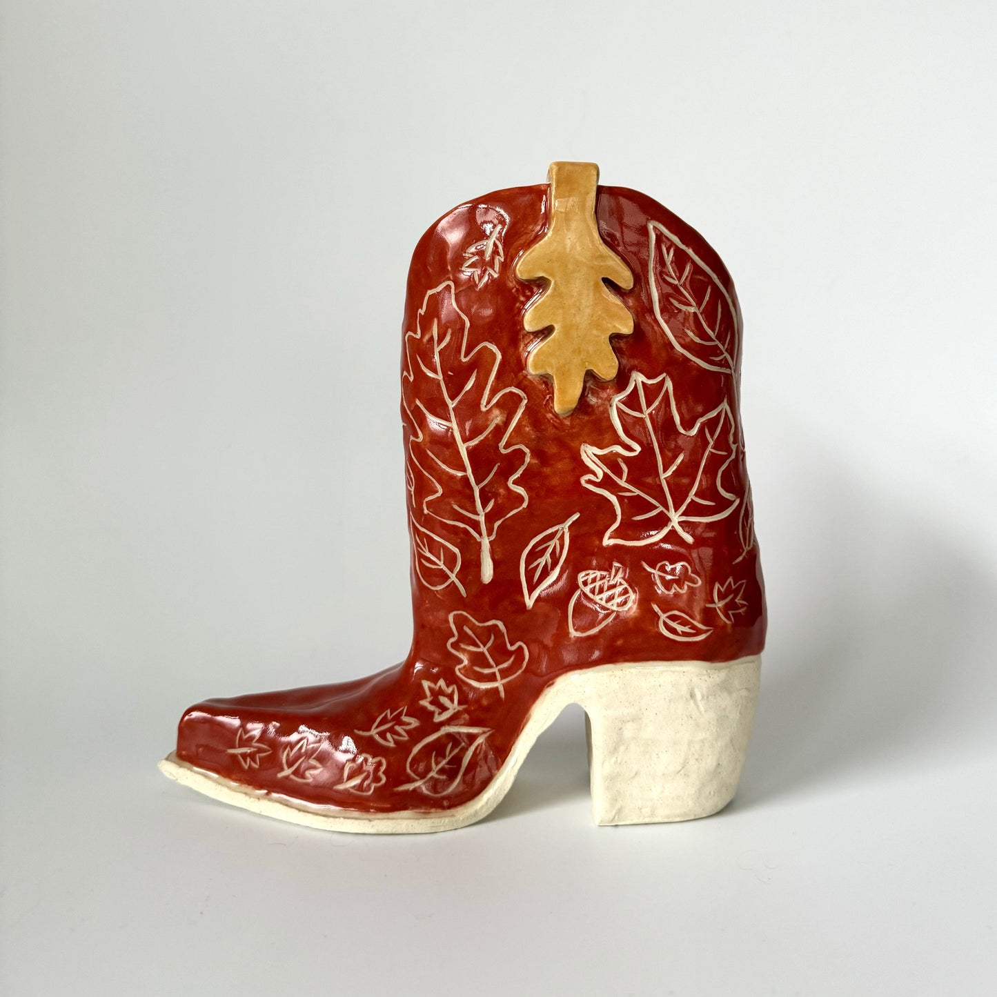 Autumn Leaves Cowboy Boot Vase