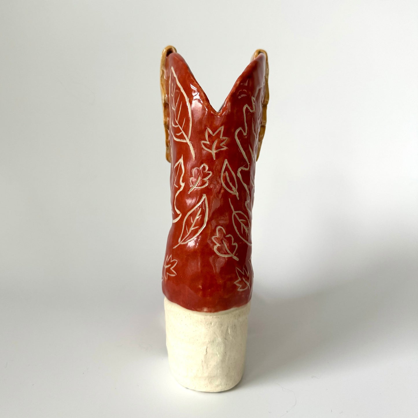 Autumn Leaves Cowboy Boot Vase