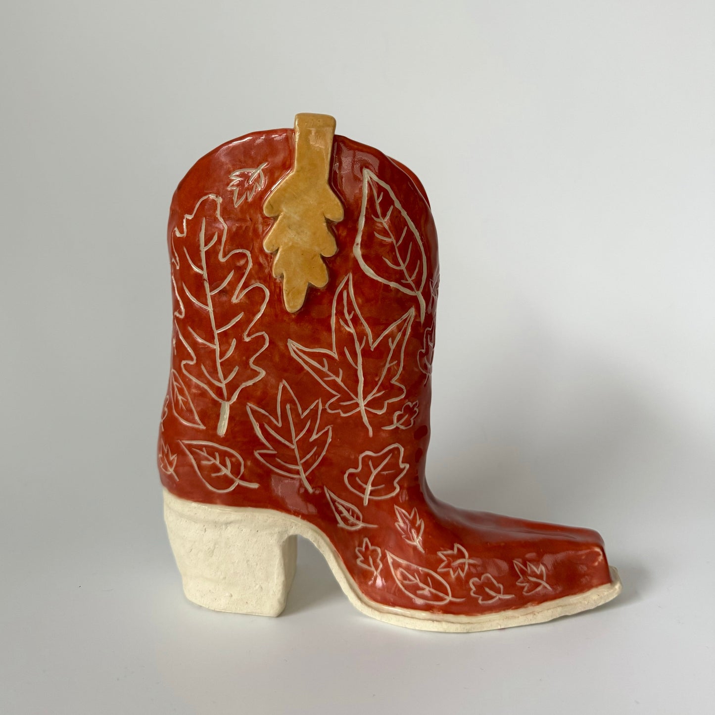 Autumn Leaves Cowboy Boot Vase