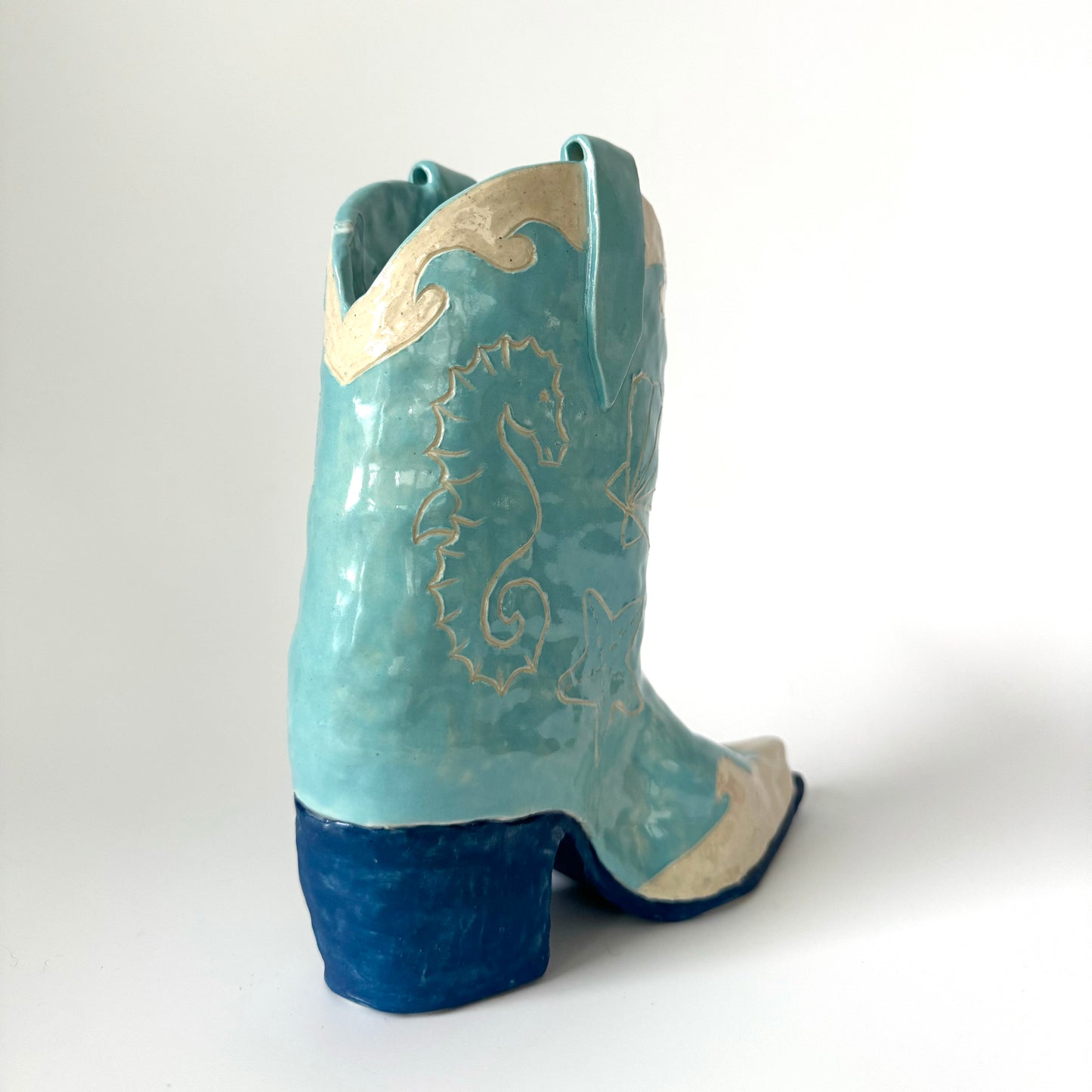 Seashells Cowboy Boot Vase