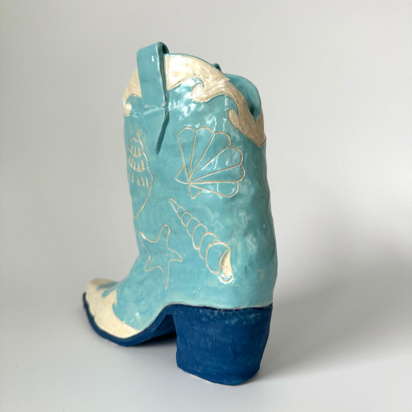 Seashells Cowboy Boot Vase