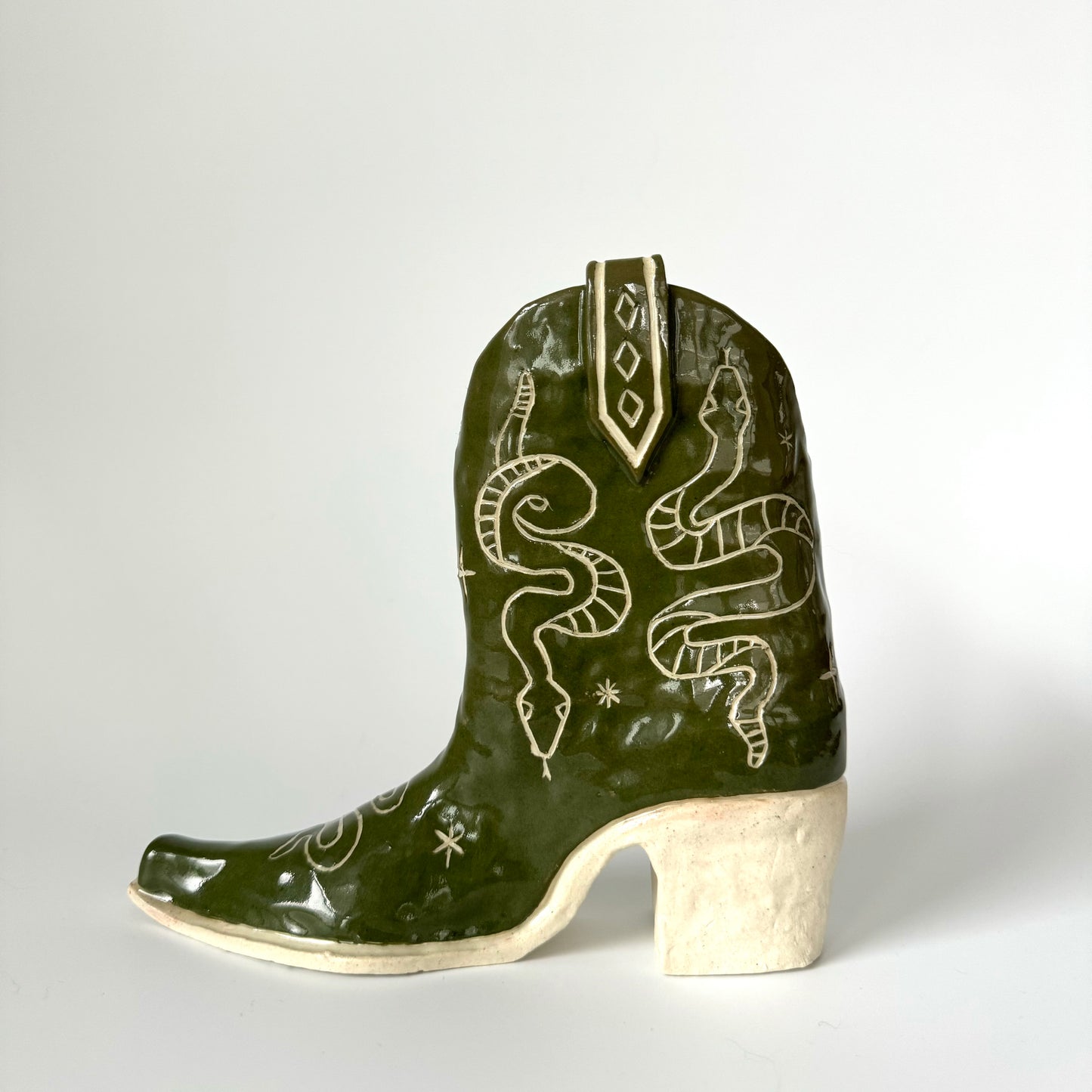 Slithering Snakes Cowboy Boot Vase