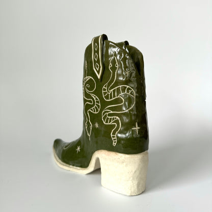 Slithering Snakes Cowboy Boot Vase