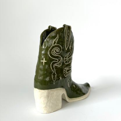 Slithering Snakes Cowboy Boot Vase