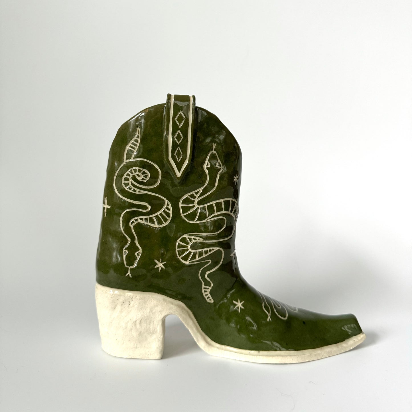 Slithering Snakes Cowboy Boot Vase