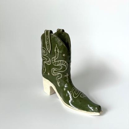 Slithering Snakes Cowboy Boot Vase