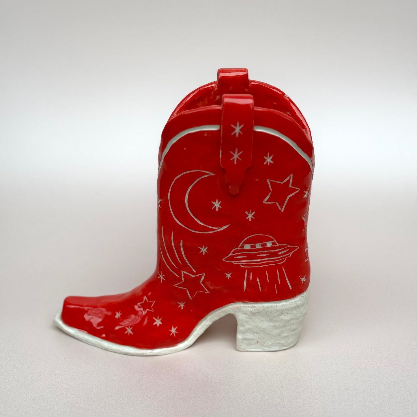 Outer Space Cowboy Boot Vase