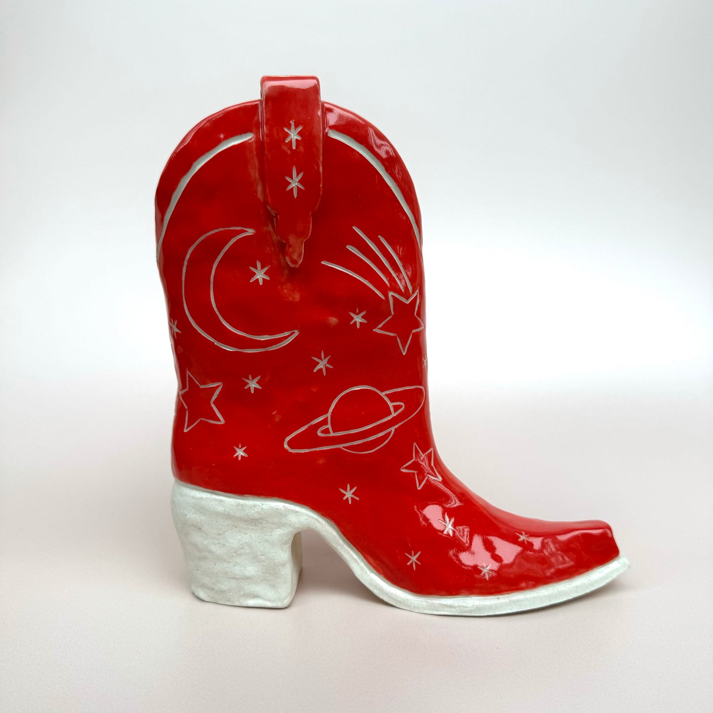 Outer Space Cowboy Boot Vase