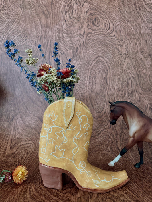 Ivy Vines Cowboy Boot Vase